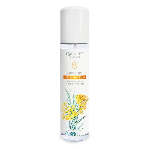 Essences Bulgaria | Organic Helichrysum Floral Water 8.5 Fl Oz | 250ml | 100% Pure and Natural | Anti-Age Refreshing Beauty Mist | Excellent Aftershave | Alcohol-Free | Makeup Remover | Hydrating