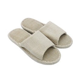 AioTio Women and Men Cotton Flax Casual Soft Light Open Toe Slippers Comfortable and Breathable Slippers Non-Slip for Indoor and Outdoor Use, beige