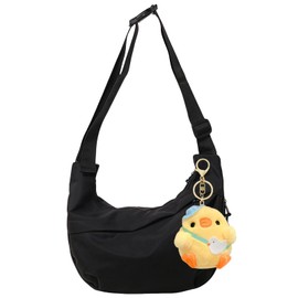 AYNKH Crescent Moon Shoulder Bag for Women, Nylon Shoulder Strap, Adjustable Shoulder Strap, Side Travel Bag for Shopping, Travel(Pendant Hat Blue Chick)