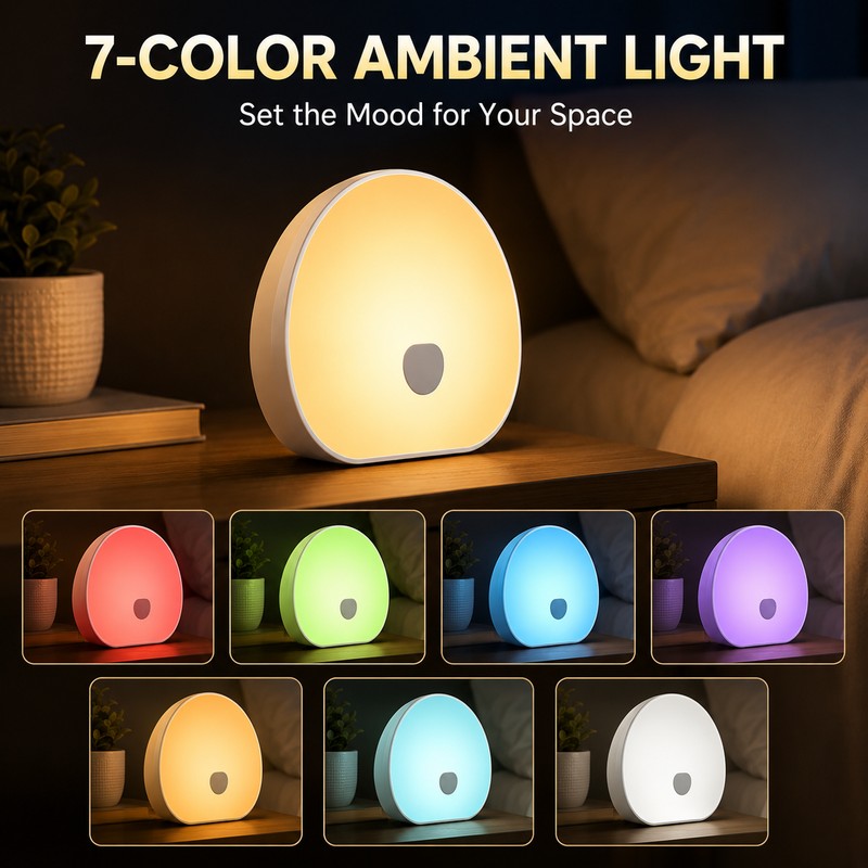 White Noise Night Light – 10 Soothing Sounds & 7-Color
