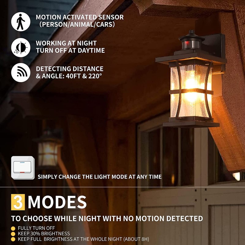 2 Packs Motion Sensor Outdoor Wall Lights - Upgrade Dusk