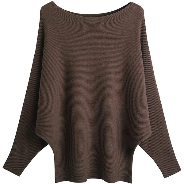 GXIN Batwing Sleeve Jumpers for Women Boat Neck Off Shoulder