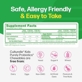Culturelle Kids Chewable Daily Probiotic for Kids, Ages 3+, 30 Count, #1 Pediatrician-Recommended Brand, Natural Berry Flavored Daily Probiotics for D