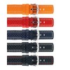 Hirsch Carbon Calf Watch Strap - Black Band/Red Upper Stitching