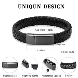 Minicremation Cremation Jewelry Urn Bracelet for Ashes for Women Men Keepsake Memorial Cuff Bangle Braided Leather Wristband Bracelet