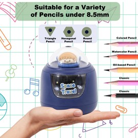 Pencil Sharpener, Cute Design Electric Pencil Sharpener for Pencils(6-8.5mm), Blade to Fast Sharpen, Kawaii Portable Suitable for Pupil Students/Primary School/Classroom (Blue)