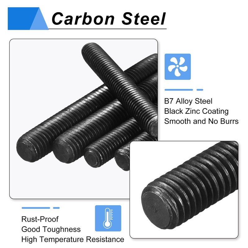 sourcing map 1/2-13 UNC Fully All Threaded Rod, 4Pcs B7
