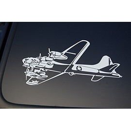 B-17 Bomber Flying Fortress Vinyl Sticker Decal (V218) War Bird Plane Military (8" x 4", White)