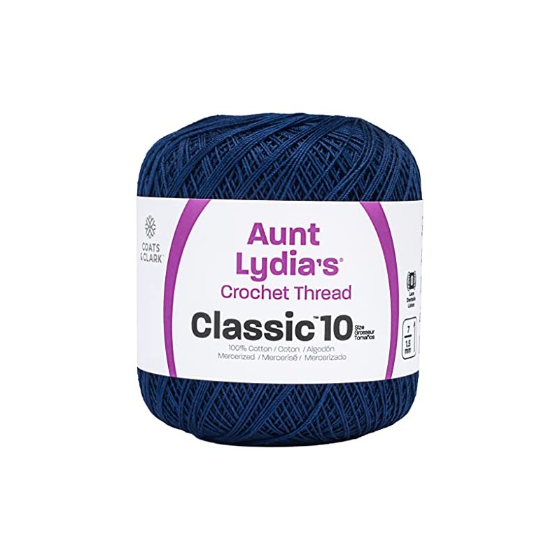 Coats Crochet Aunt Lydia's Crochet, Cotton Classic Size 10, Navy