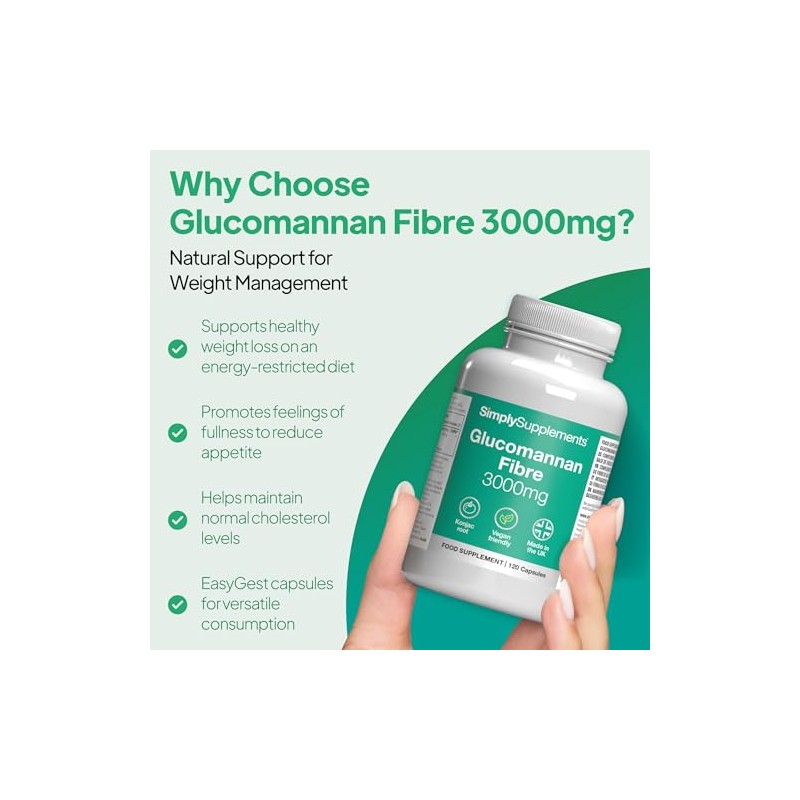 Glucomannan Fibre 3000mg from Konjac Root | 120 Capsules |
