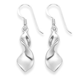 Heather Needham Sterling Silver Solid twist Earrings - SIZE: 8 mm wide x 20mm high (plus the earring wires). Gift Boxed modern drop silver earrings. 6185