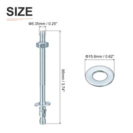 DTGN 1/4" x 3-3/4" Wedge Anchors - 50Pack - Good for Cement and Concrete Wall - Carbon Steel Zinc Plated Screw Bolt Nut Expansion Tube Fasteners