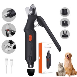 CATPICK 2-in-1 Dog Nail Grinder & Dog Nail Clippers Trimmers for Large Medium Small Dogs Cats Pets Claw Trimmer Quick Sensor and Safety Guard USB Rechargeable with 2 LED Lights (Black)