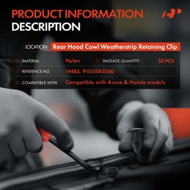 A-Premium 50PCS Nylon Rear Hood Cowl Weatherstrip Retainer Mounting Clip Compatible with Honda CR-V 1997-1999, Civic 1992-1999, Civic del Sol 1993-1997 & Acura Integra 1992-1999 - For 7mm Hole