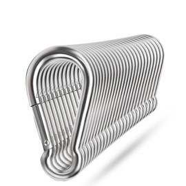 Ekunbuy Carabiner Hooks Made of 304 Stainless Steel, Spring-Loaded Carabiner, Spring Clips, Fire Brigade Carabiner, Buckle, Rope Connector for Camping, Hiking, Lifting Straps (40 mm (M4) Pack of 24