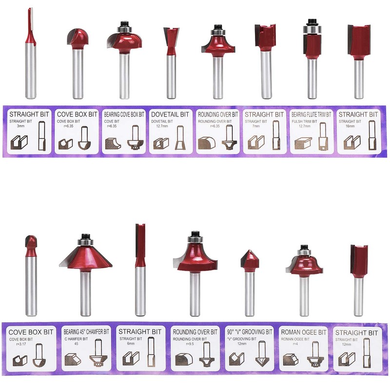 Fippy 15 Piece Router Cutter Set, Milling Cutter for Router