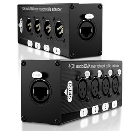 Hozzx 4 Channel 3 Pin Multi Network Cable Breakout, Male Female to RJ45 Ethercon for Stage Sound Lighting and Recording Studio with no Cable (1 Pair: 4 XLR Male + 4 XLR Female) Black