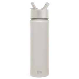 Simple Modern Water Bottle with Straw Lid Vacuum Insulated Stainless Steel Metal Cup Bottles | Reusable Leak Proof BPA-Free Flask for Gym, Travel, Sports | Summit Collection | 22oz, Almond Birch