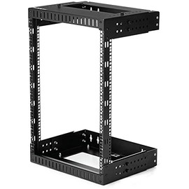 StarTech.com 15U 19" Wall Mount Network Rack - Adjustable Depth 12-20" 2 Post Open Frame Server Room Rack for AV/Data/ IT Communication/Computer Equipment/Switch w/Cage Nuts & Screws (RK15WALLOA)