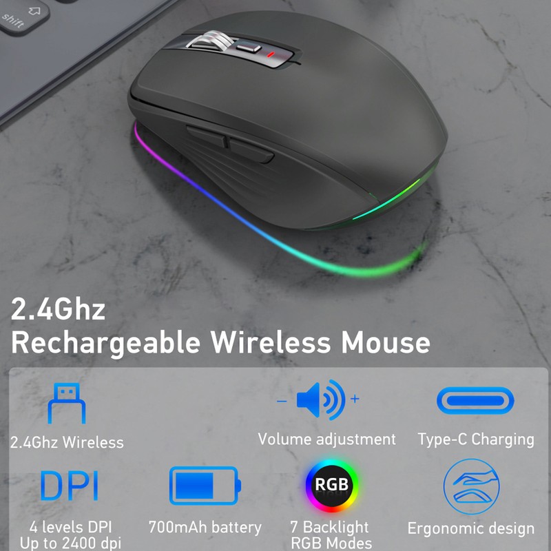 2.4G Wireless Mouse Dual Mode 2400 DPI Bluetooth Mouse with