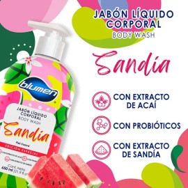 Jabón Líquido Corporal Blumen Sandía 650ml