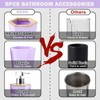 Purple Bathroom Accessories Set 10 Pieces - Trash Can with