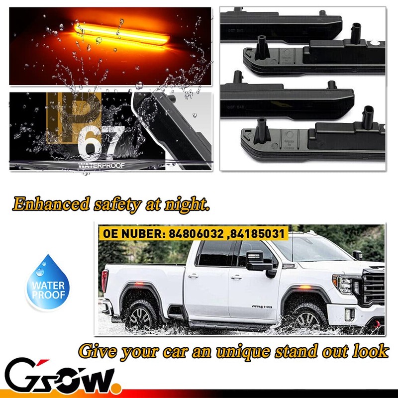 GSOWO 4 PCS Smoked LED Side Marker Light for Sierra