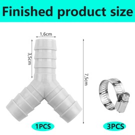 QZKJQDD 2 Way Y Splitter for Pipes, Pipes Double Waste Pipe Connection Accessory for Washing Machine, Drain Hose adapters, Includes Three Hose Clamps, Compatible with 16-27mm Diameter Hoses