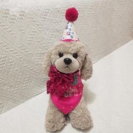 POSAPET Dog Birthday Party Supplies, Girl Dog Birthday Bandana Scarf Bowtie Set Dog Birthday Hat with Numbers for Small Medium Large Dogs Pets