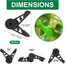 BUKYCAT Pack of 30 Plant Growth Bender Clips, Plant Branch, 360 Degree Adjustable Plant Bender, Low Stress Training Clips, for Bending Plant Stems and Changing the Growth Direction (Black)
