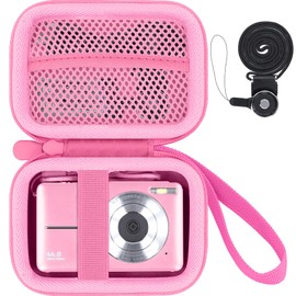 Baval Camera Case Compatible with CAMKORY/Fleafer/Lecran/IGXHAVIZ Digital Camera,FHD 1080P Point and Shoot Camera with 16X Zoom Anti Shake(Pink Case)