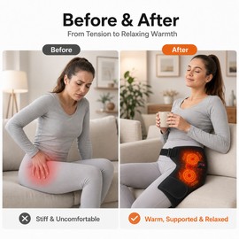 Electric Heated Hip Wrap for Daily Comfort – 3 Heat and Vibration Levels with 660nm Red Light and Adjustable Support