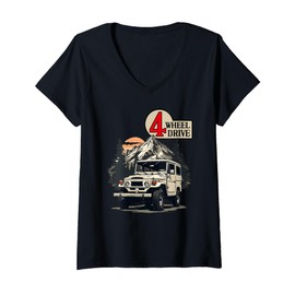 Womens 40 Series Cruiser Mountain Offroad 4 Wheel Drive 4wd FJ V-Neck T-Shirt
