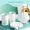 Bathroom Accessories Set, 4 Pcs Beach Seashells Ensemble Sets Ceramic