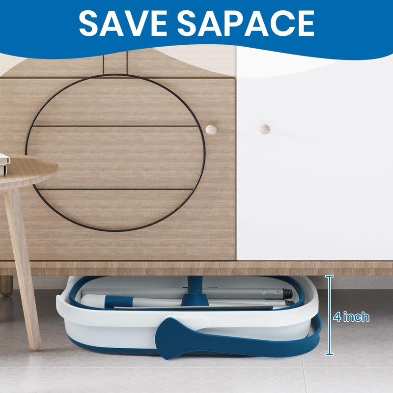 Collapsible Mop and Bucket Set with Scrub Mop and Brush,