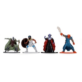 Jada Toys Dungeons & Dragons Nanofigs Set of 4 Nano Collectable Figures Die-Cast, Drizzt Drow Elf Ranger, Human Fighter, Dragonborn Cleric, Mind Flayer, Toy Figures 4 Pieces/Set, 4 cm, Ages 12 and Up