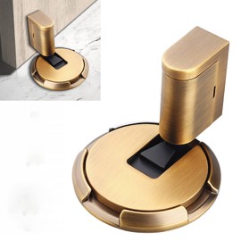Upgraded Magnetic Door Stopper, Adjustable Punch-Free Silent Floor Doorstop for Various Door Types, Perfect for Yard, Living Room, Bedroom, Kitchen, Bathroom (Yellow Bronze)