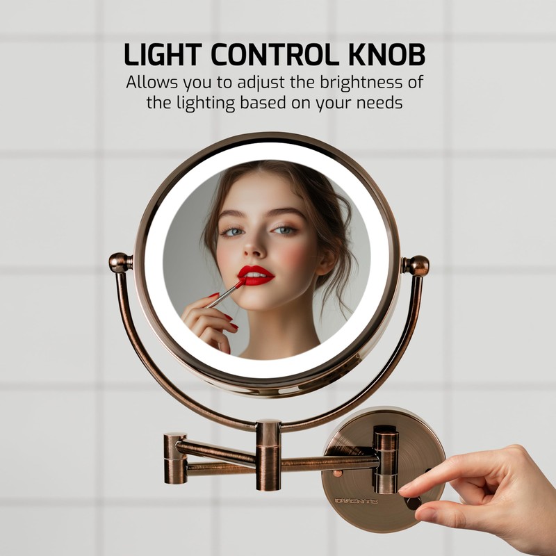 OVENTE Wall Mounted Lighted Makeup Vanity Mirror, 9" Hard Wired