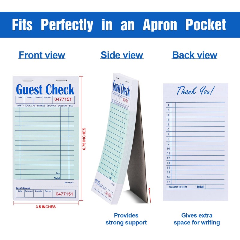 Methdic Guest Checks Server Note Pads 1000 Orders Waitress Notepad