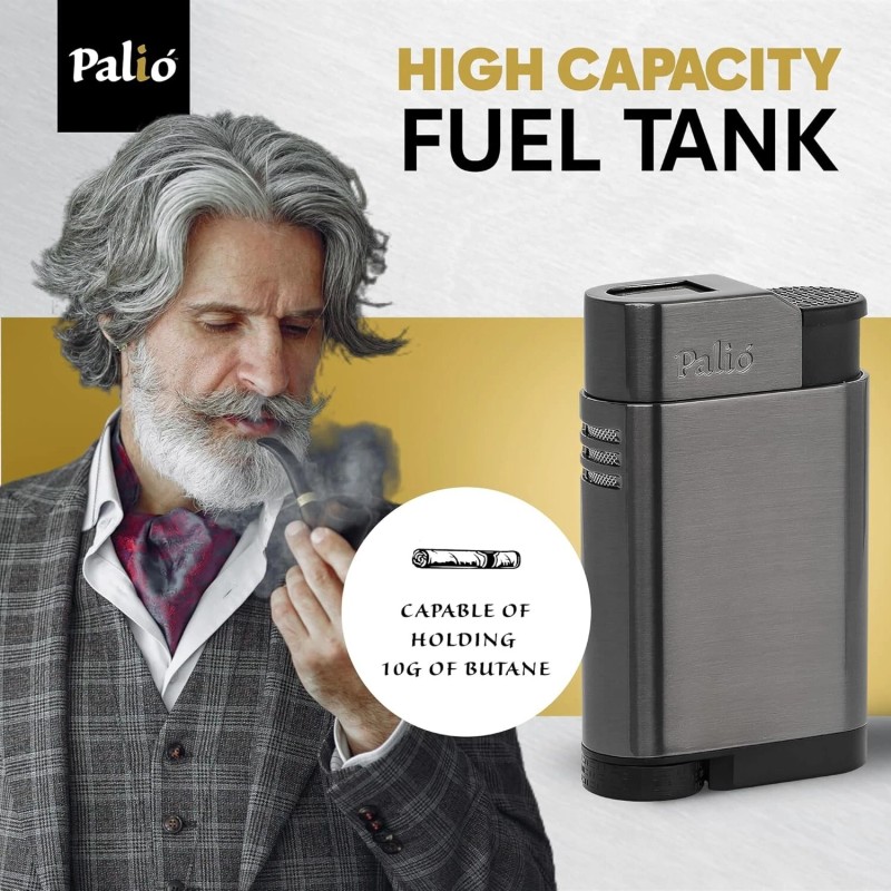 Palio Ballista Jet-Flame Cigar Lighter, Cigar Smoking Reliable Flame, Gunmetal