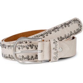 styleBREAKER Studded belt with different coloured small studs, belt, shortenable, unisex 03010071, Colour:Cream-Beige, size:80cm