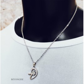 BIYONGDE Stainless Steel Set of 2pcs Key Heart I Love You Puzzle Pendant Necklace for Couples Best Friends Sisters