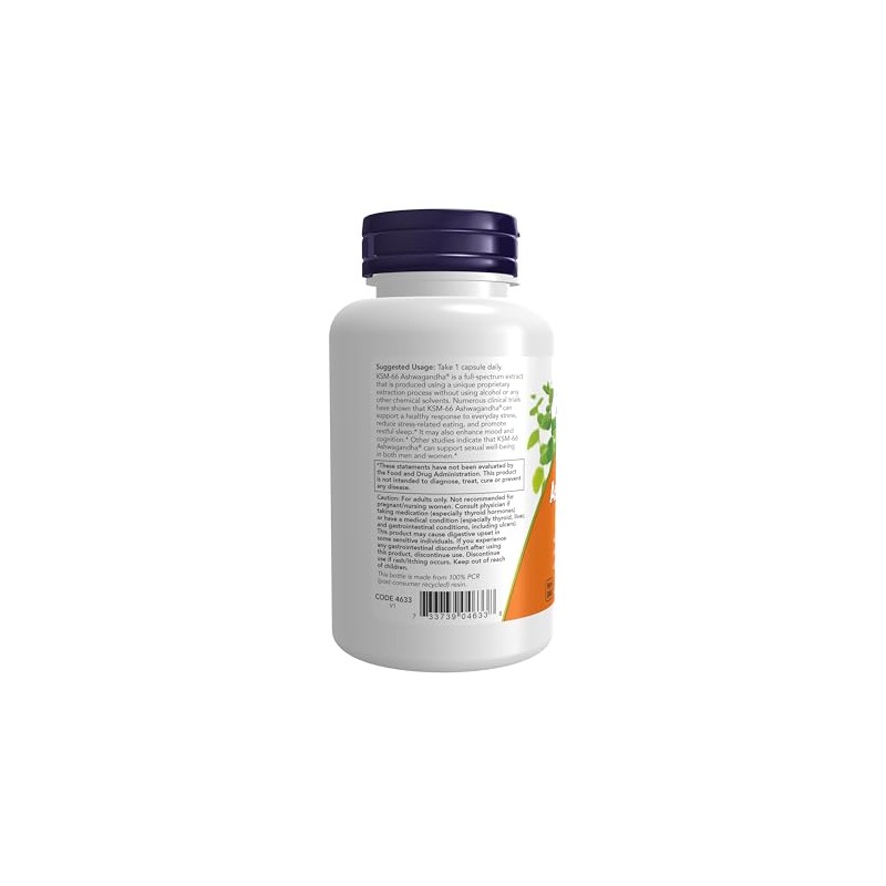 NOW Supplements, KSM-66 Ashwagandha®, Stress and Sleep Support, 90 Veg