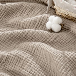 SOULFUL Muslin Throw Blanket with Tassels - Soft King Size Cotton Throw Blanket for Couch or Bed, Lightweight and Breathable Gauze for All Seasons, Light Tan, 108" x 90"