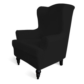 Easy-Going Stretch Wingback Chair Sofa Slipcover 1-Piece Sofa Cover Furniture Protector Couch Soft with Elastic Bottom Spandex Jacquard Fabric Small Checks(Wing Chair,Black)