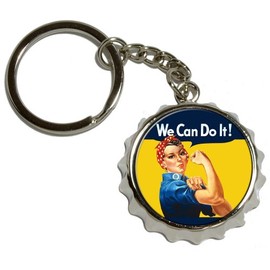 Graphics and More Rosie The Riveter - War Poster - Nickel Plated Metal Popcap Bottle Opener Keychain Key Ring