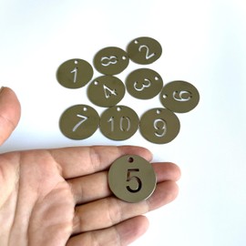40mm Stainless Steel Numbered Pendant with Key Chain, Hollow Out Number Pendants, Numbered Tags Keychains(1-25)