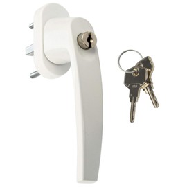 JUVA Window Handles, Lockable, White, Pack of 1, Child Safety Window, Tilt Grid Olive with Lock and Lock Cylinder, Burglary Protection Window Handle, Lockable Window Lock Children