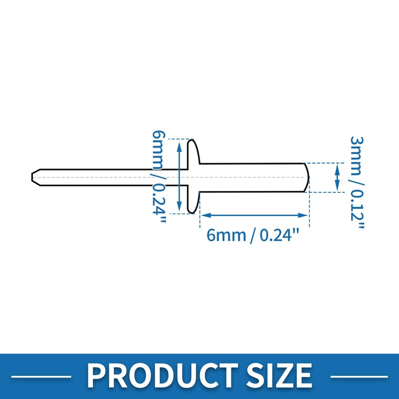 A ABSOPRO Countersunk Head Closed Sealing Rivets 3mm Grip Diameter