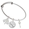 Delight Jewelry Silvertone Small Clear AB Crystals Oval Key Silvertone